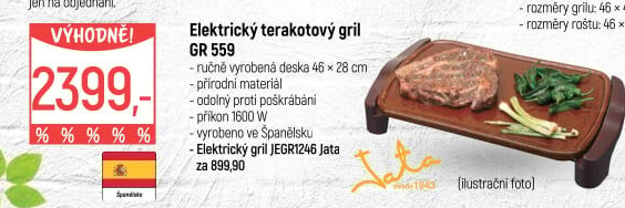 Elektrický terakotový gril GR559 Jata