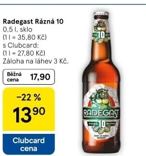 Pivo světlé výčepní Rázná 10° Radegast