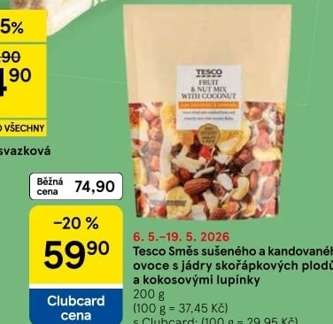 Směs sušeného ovoce a ořechů Tesco