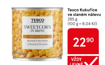 Kukuřice sterilovaná Tesco