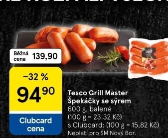 Špekáčky se sýrem Grill Master Tesco
