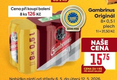 Pivo světlé výčepní Originál 10° Gambrinus