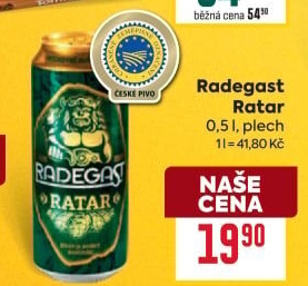 Pivo světlý ležák Ratar Radegast