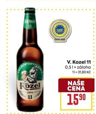 Pivo světlý ležák 11° Medium Velkopopovický Kozel