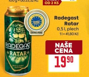 Pivo světlý ležák Ratar Radegast