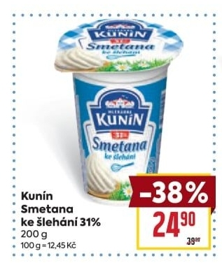 Smetana ke šlehání Mlékárna Kunín 31%