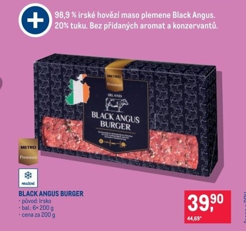 Hamburger mražený Black Angus Metro Premium