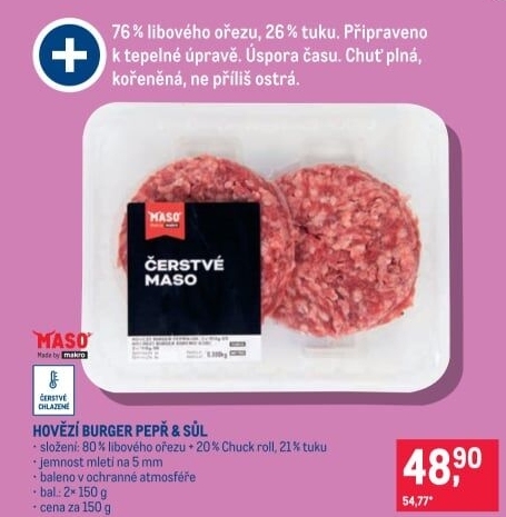Hovězí burger MASO Made by makro