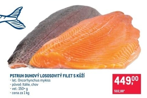 Pstruh duhový lososovitý filet