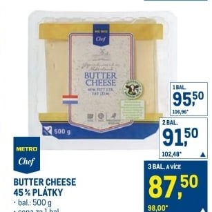 Sýr Butter cheese 45% Metro Chef