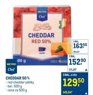 Sýr Cheddar Red 50 % Metro Chef