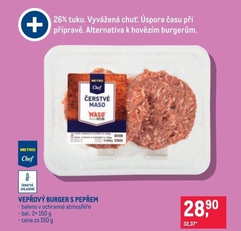 Vepřový hamburger s pepřem Metro Chef