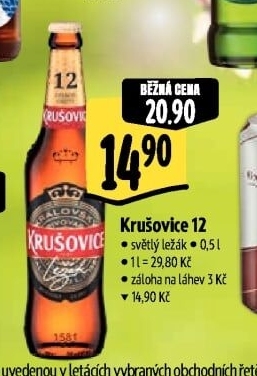 Pivo světlý ležák 12° Krušovice