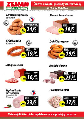 akční leták ZEMAN maso - uzeniny 11.5.2026-16.5.2026