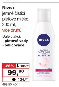 Mléko pleťové Nivea