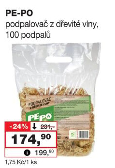 Podpalovač z dřevité vlny Pe-po