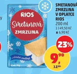 Smetanová zmrzlina v oplatce Rios