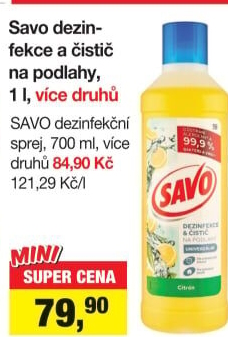 Čistič na podlahy dezinfekce Savo