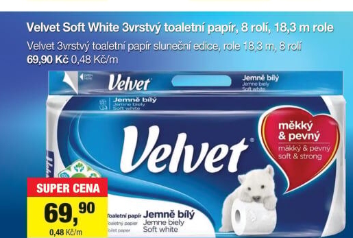 Toaletní papír 3vrstvý Velvet