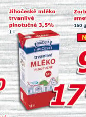 Mléko trvanlivé Jihočeské Madeta - 3,5% plnotučné