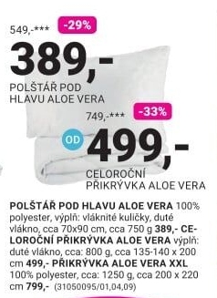 POLŠTÁŘ POD HLAVU ALOE VERA
