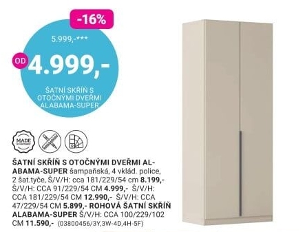 ŠATNÍ SKŘÍŇ S OTOČNÝMI DVEŘMI AL-ABAMA-SUPER