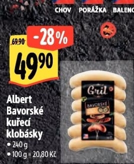Bavorská klobása kuřecí Albert Gril