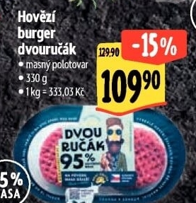 Hovězí burger dvouručák Láďa Grileman Kostelecké uzeniny