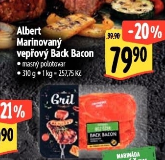 Marinovaný vepřový Back Bacon Albert Gril