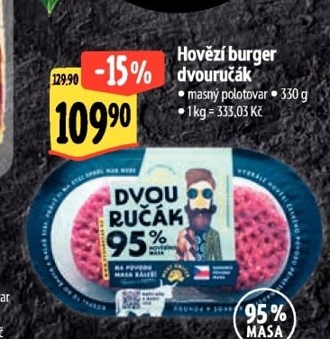 Hovězí burger dvouručák Láďa Grileman Kostelecké uzeniny