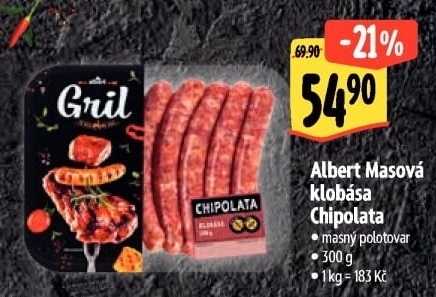 Klobása masová Chipolata Gril Albert