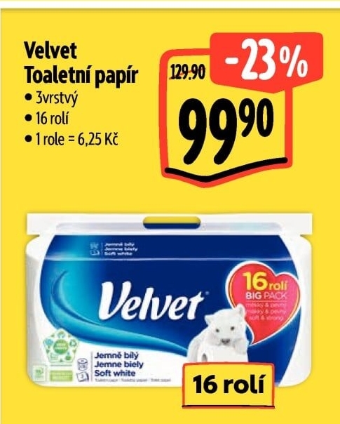 Toaletní papír 3vrstvý Velvet