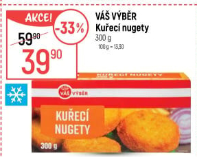 Kuřecí nugetky smažené mražené Váš Výběr