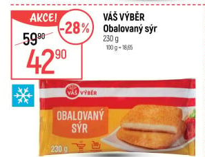 Obalovaný sýr mražený Váš Výběr