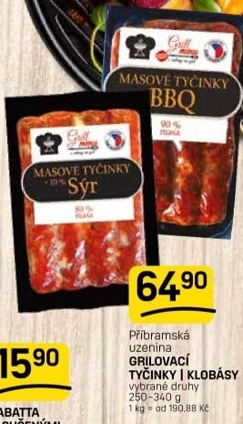 Grilovací tyčinky Příbramská uzenina