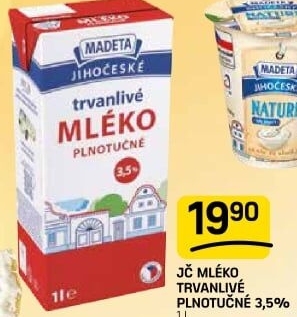 Mléko trvanlivé Jihočeské Madeta - 3,5% plnotučné
