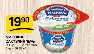 Zakysaná smetana Mlékárna Kunín 15%