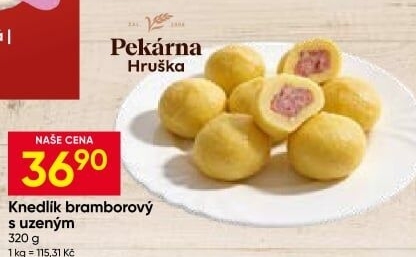 Knedlíky bramborové s uzeným masem Hruška