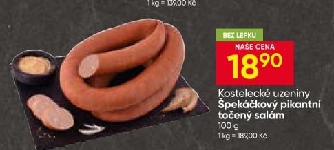 Špekáčkový salám točený pikantní Kostelecké uzeniny
