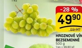 Hrozny bílé bezsemenné