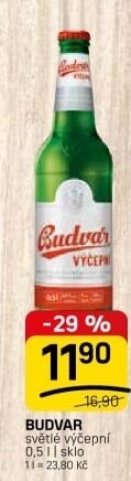 Pivo světlé výčepní Budweiser Budvar