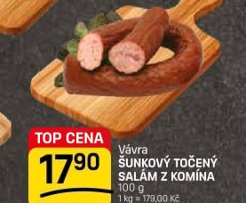 Salám šunkový točený z komína Uzenářství Vávra
