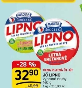 Tavený sýr Jihočeské Lipno Madeta