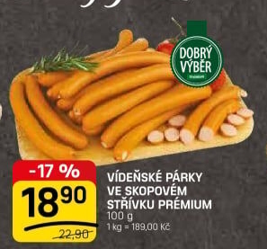 Vídeňské párky Premium Dobrý Výběr