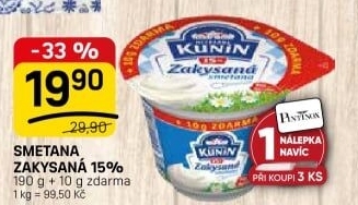 Zakysaná smetana Mlékárna Kunín 15%