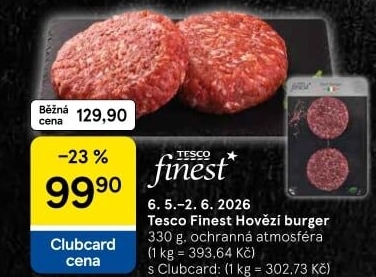 Hovězí hamburger Tesco Finest