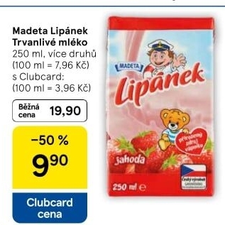 Nápoj mléko ochucené Lipánek Madeta