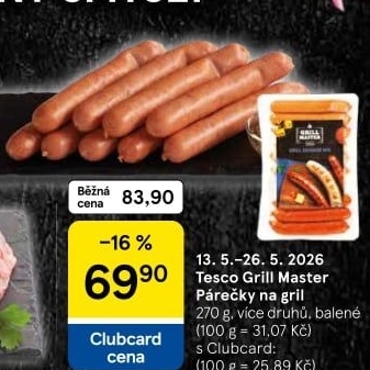 Párečky na gril Grill Master Tesco