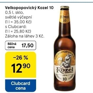 Pivo světlé výčepní 10°Velkopopovický Kozel