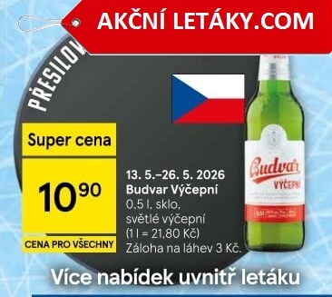 Pivo světlé výčepní Budweiser Budvar